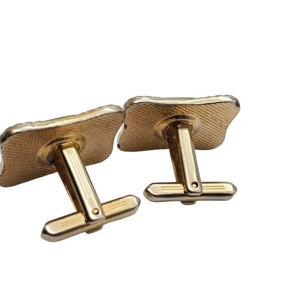 Hickok Cufflinks Monte Carlo Gold Flakes Retro Black MCM Vtg 1970s Classic Mens
